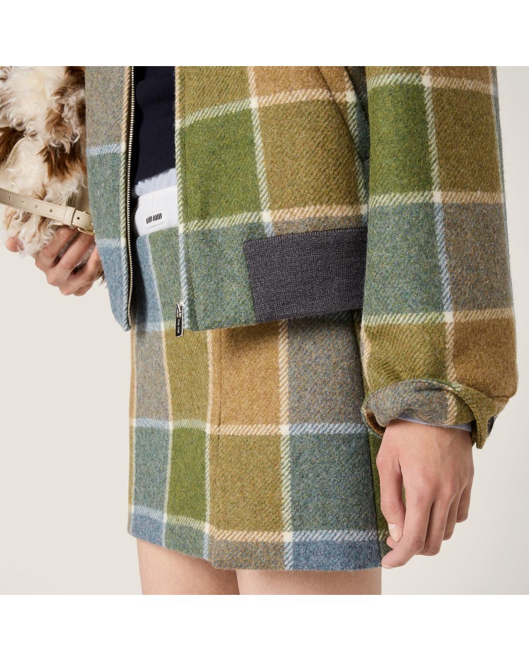 Miu Miu Green Checked Blouson Jacket