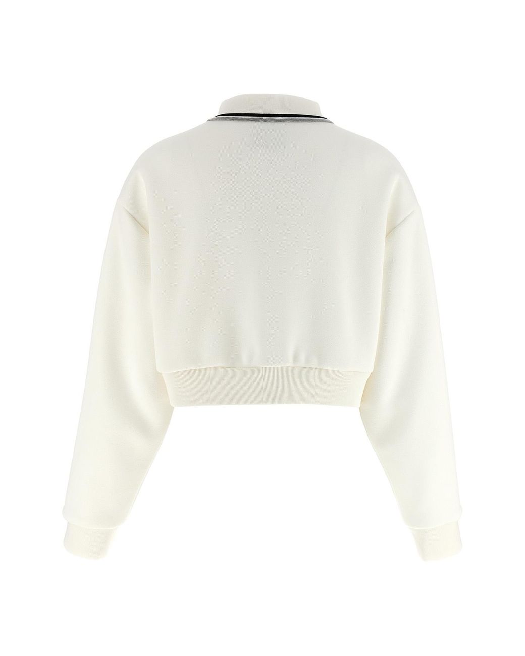 Miu Miu White Zipped Cropped Piquet Jacket