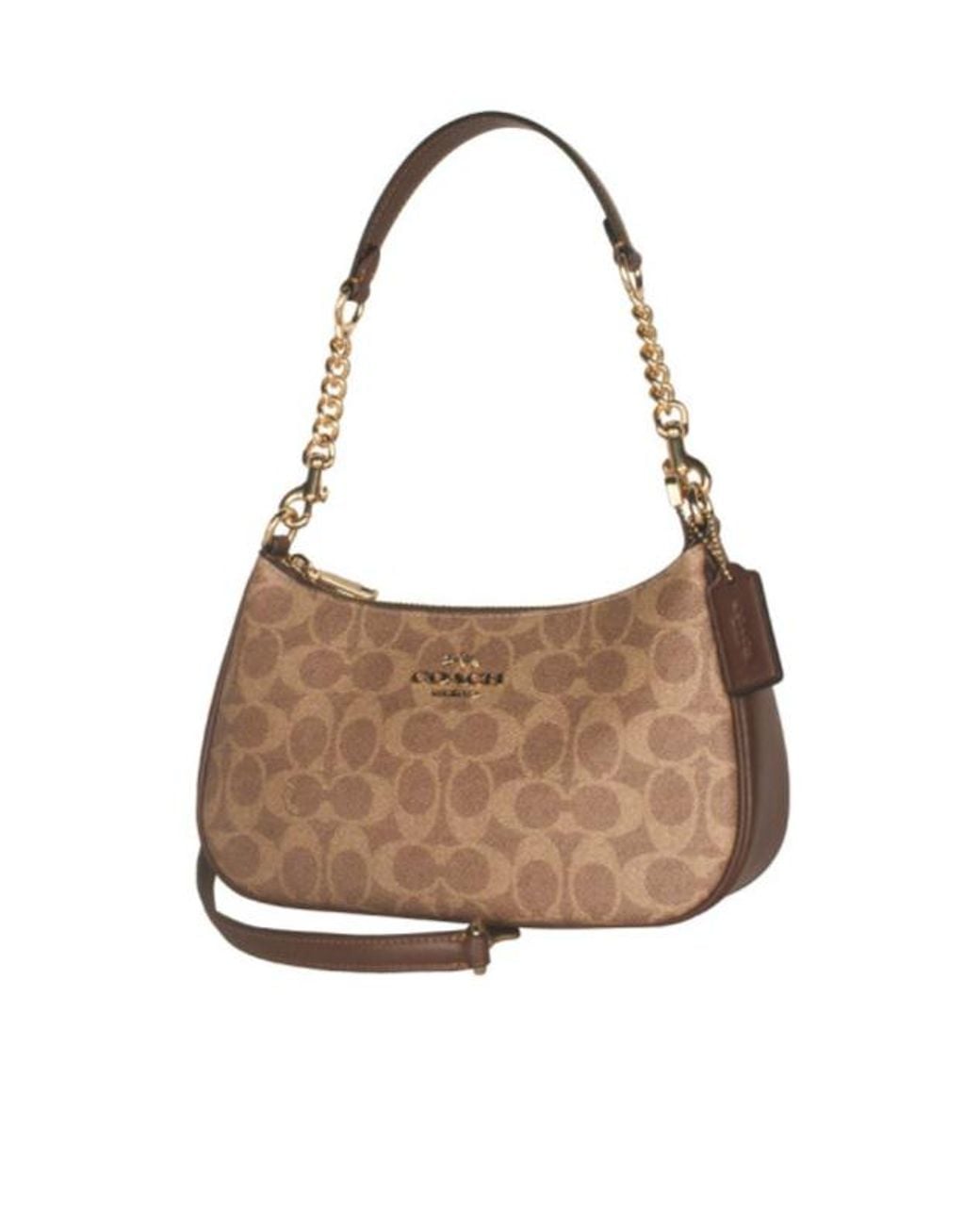 COACH Natural Logo Zipper Shoulder Bag