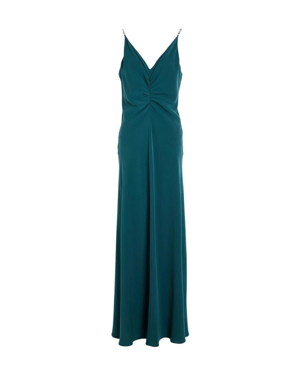 Max Mara Green Crepe Sleeveless V-Neck Dress