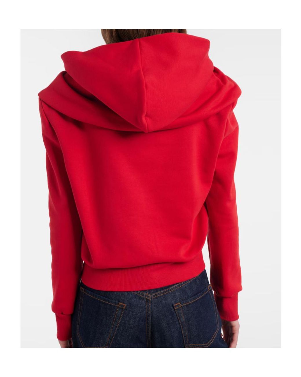 Magda Butrym Red Scarf-Detail Cotton-Blend Hoodie