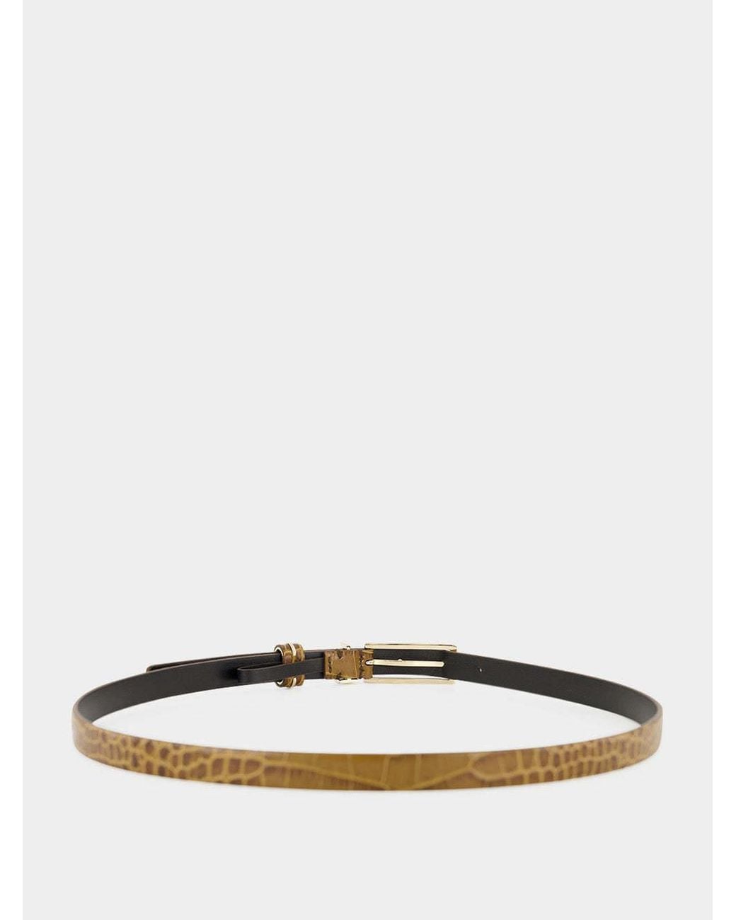 Tom Ford White Cinnamon Croc-Print T Loop Belt