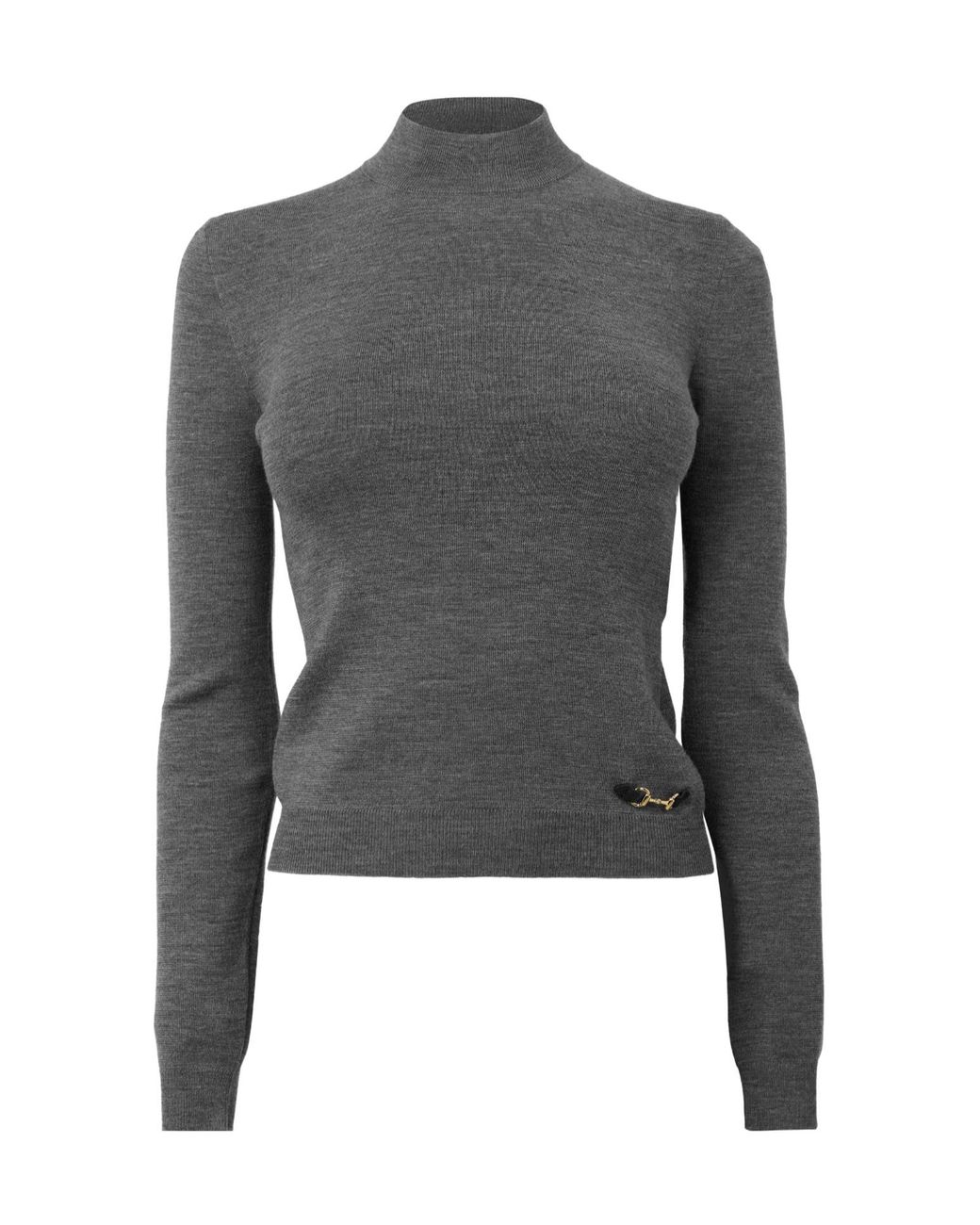 Gucci Gray Mockneck Fitted Knit Sweater