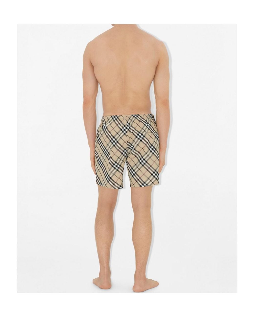 Burberry White Checked Swim Shorts for men