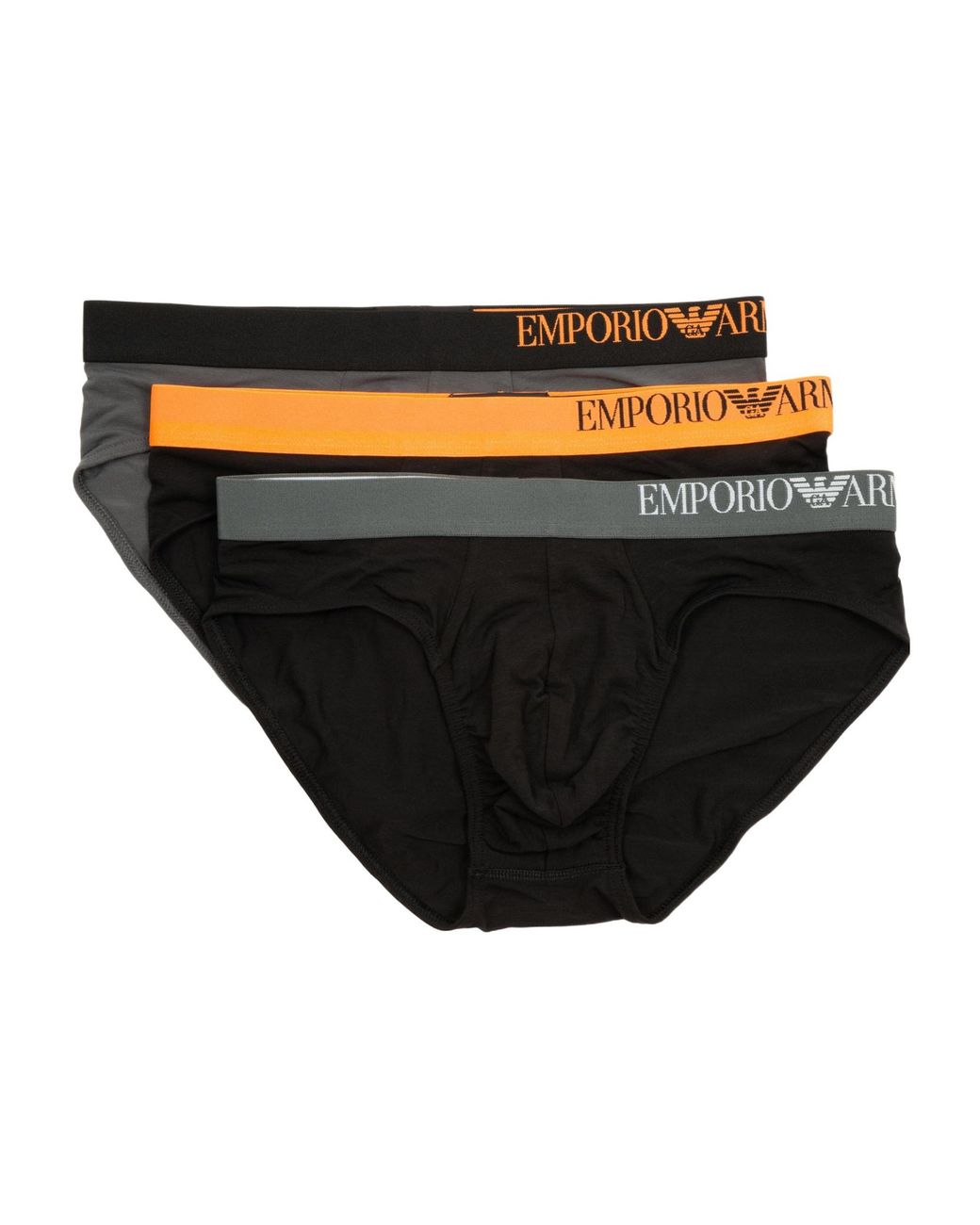 Emporio Armani Black Elastic Waist Briefs 3-Pack for men