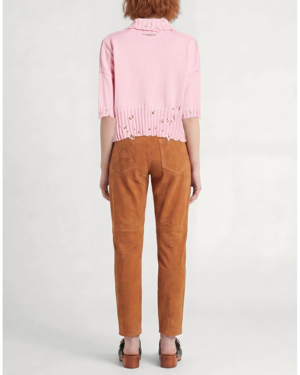 Marni Pink Solid-Color Short-Sleeved Sweater