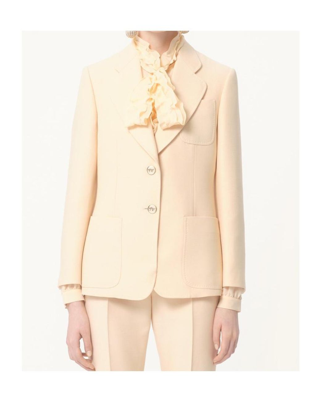 Valentino Natural Crepe Couture Single-Breasted Blazer