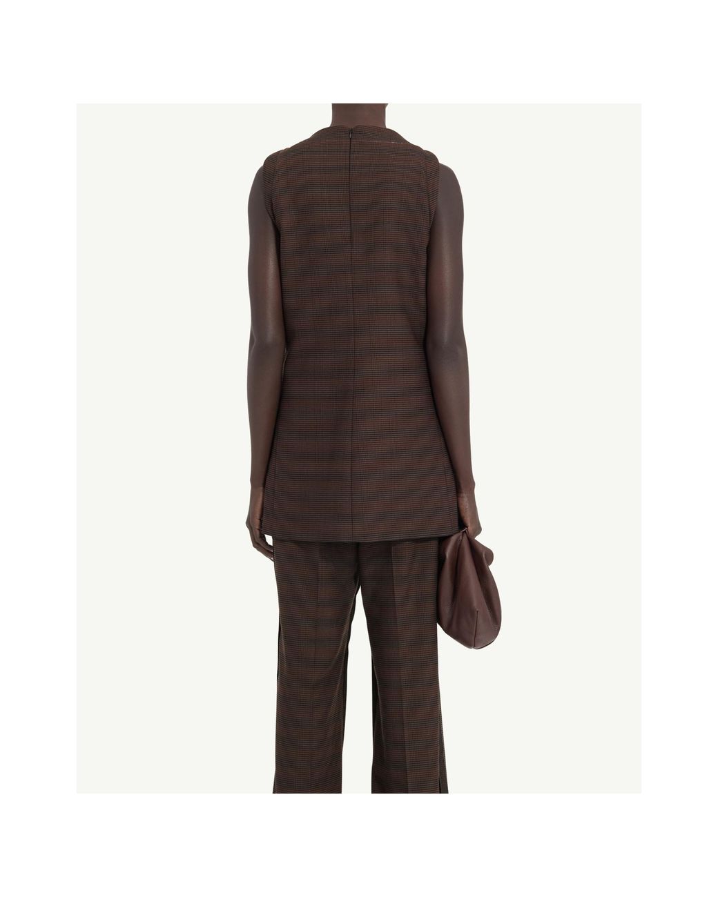 MM6 by Maison Margiela Brown Sleeveless Striped Mini Dress
