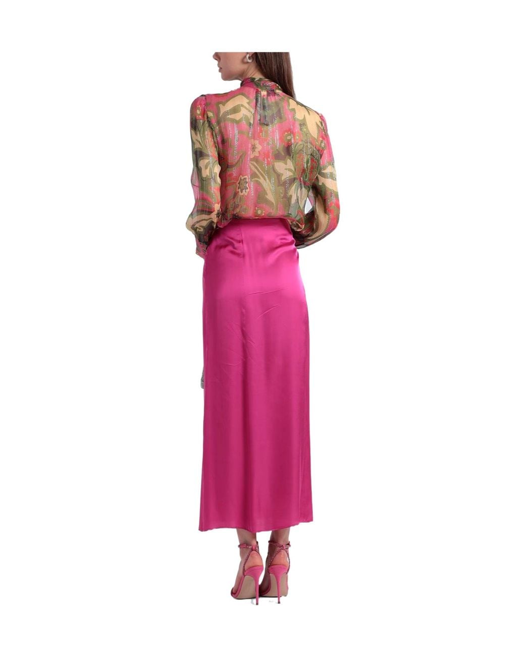 MAX&Co. Red Floral Chiffon Bow Blouse