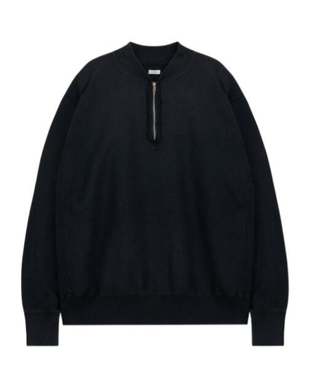 A.PRESSE Black Retro Half-Zip Ribbed Collar Sweatshirt for men