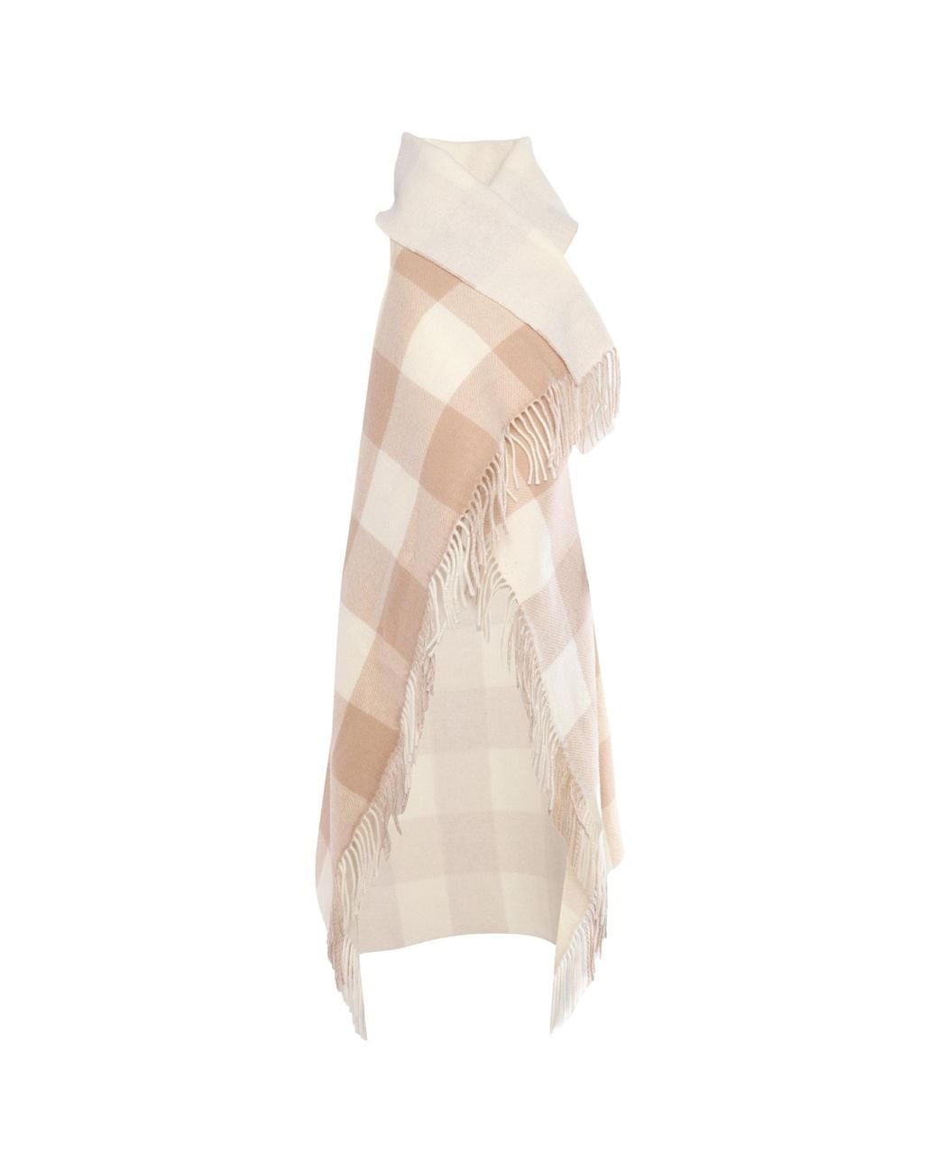 Dondup Natural Checked Fringed-Edge Cape