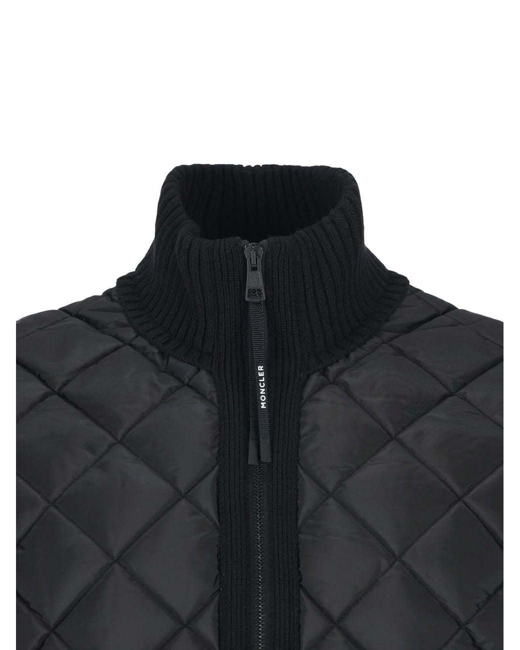 Moncler Black Quilted Zip-Up Cardigan for men