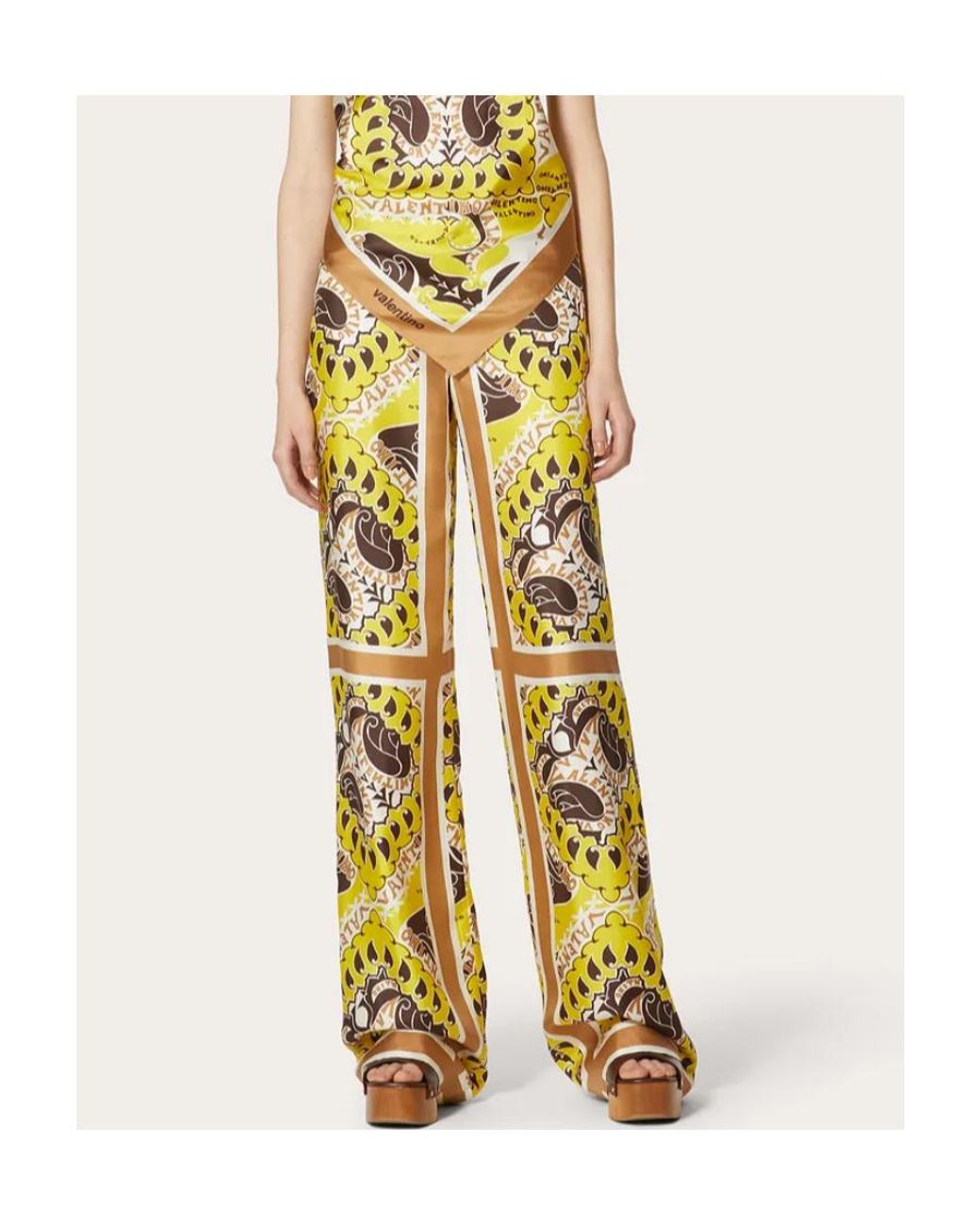 Valentino Metallic Paisley Print High Waist Trousers