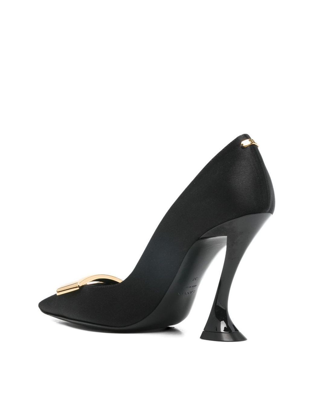 Lanvin Black Pointed Toe Pumps With Sculpted Heel
