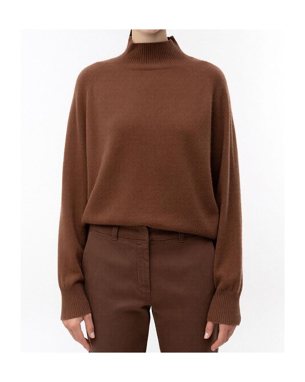 Marella Brown Ribbed Knit Sweater