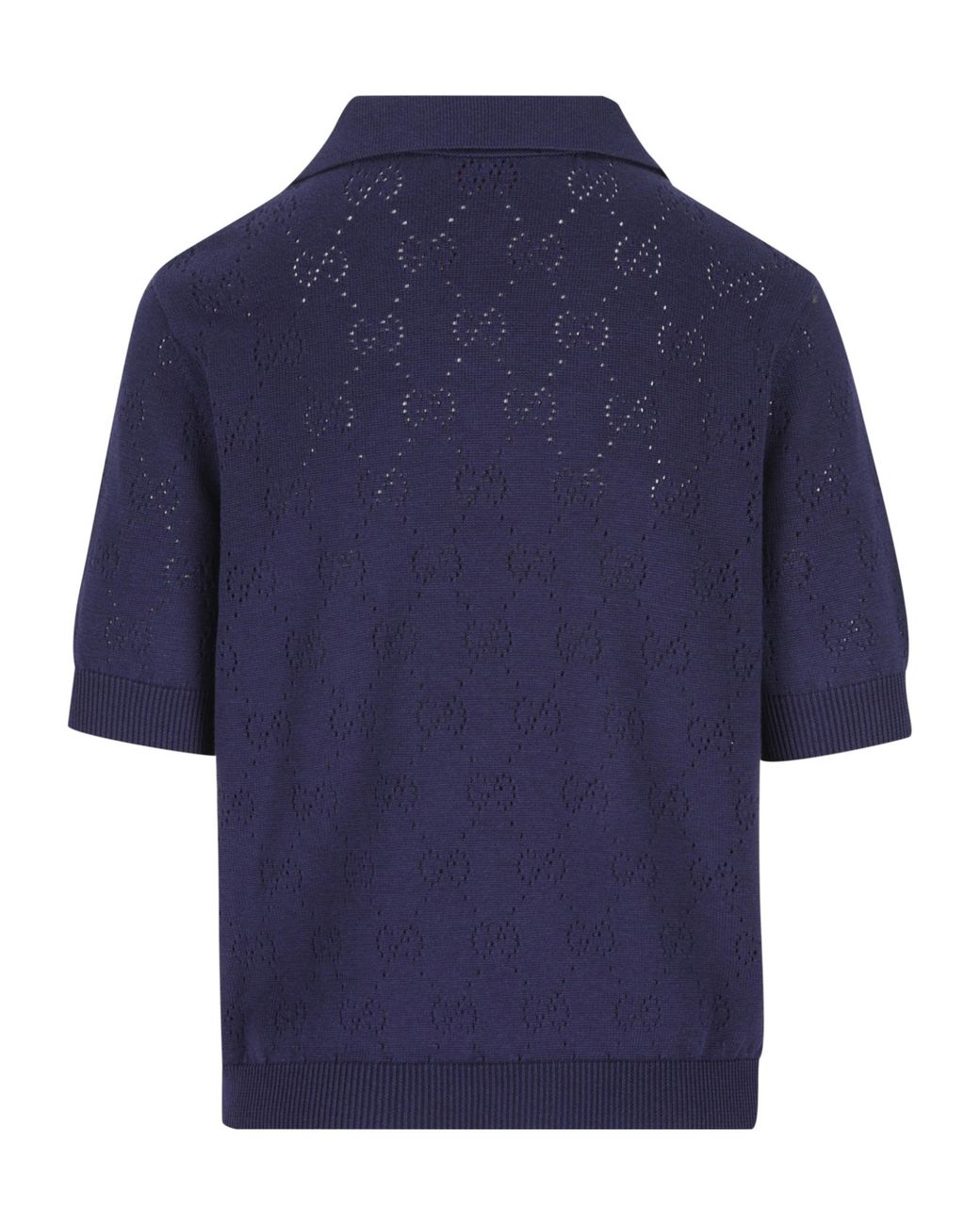 Gucci Blue Gg Short-Sleeved Ribbed Polo Shirt