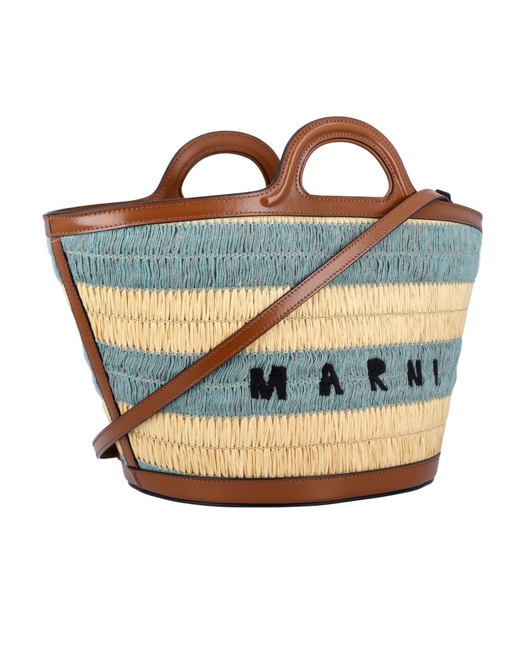 Marni Blue Logo Embroidered Tote Bag