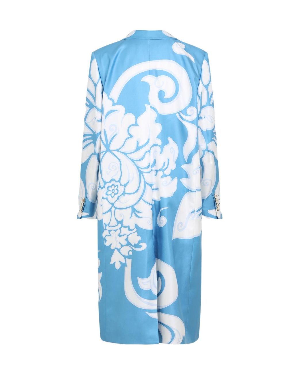 Etro Blue Single Breasted Graphic Printed Coat