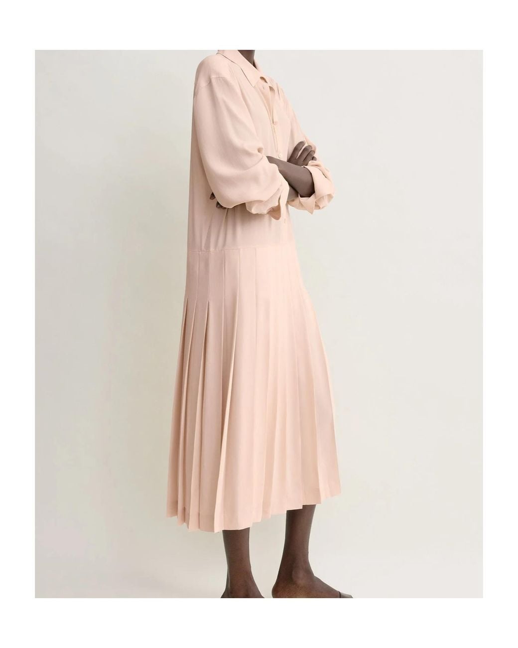 Totême Pink Pleated Midi Dress