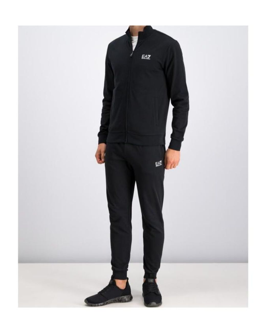 EA7 Black Logo Printed Tracksuit for men