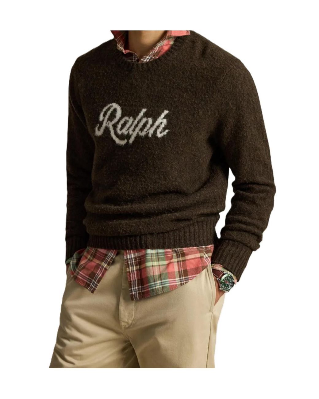 Polo Ralph Lauren Brown Ralph Logo Knitted Sweater for men