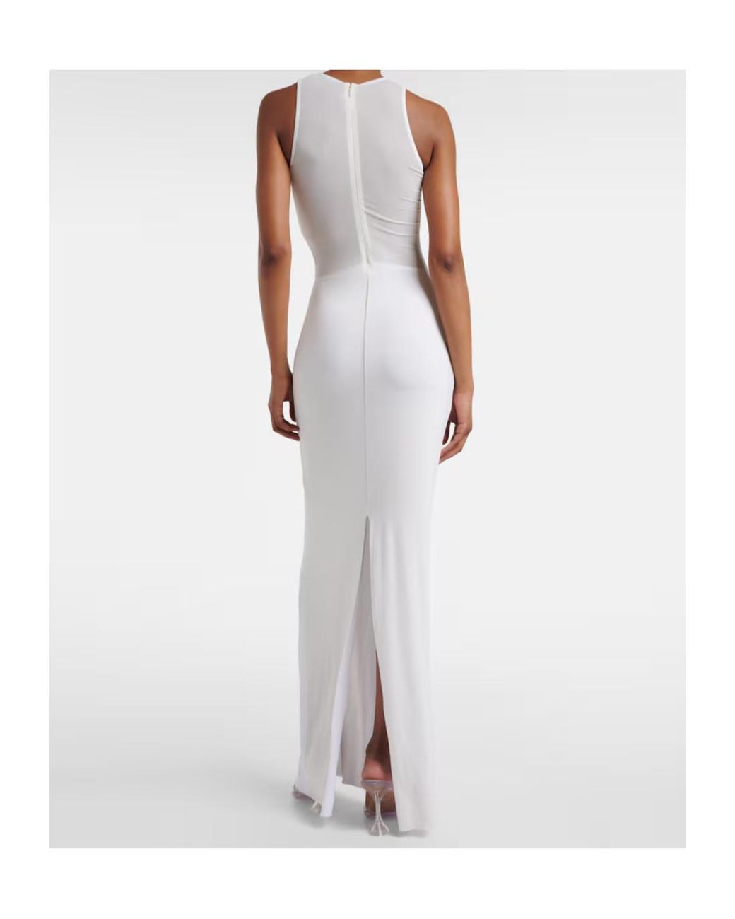 Jean Paul Gaultier White Paneled Semi-Sheer Tulle Maxi Dress