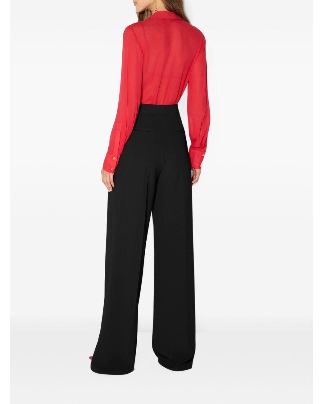 Elisabetta Franchi Black Lightweight Crêpe Fabric Trousers
