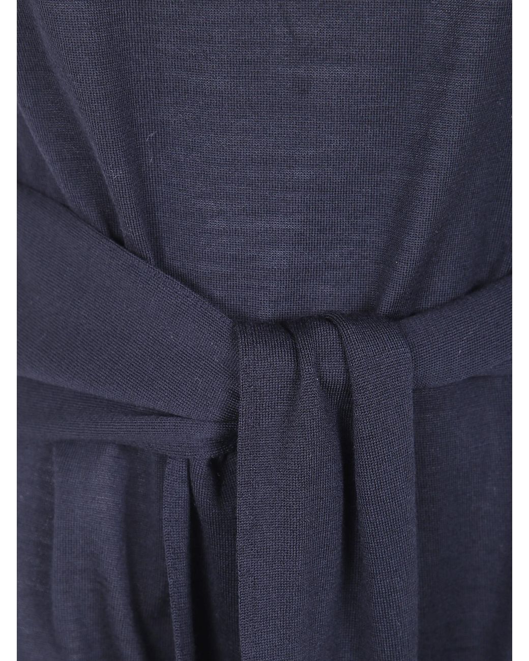 Nuur Blue Belted Sleeveless Sweater