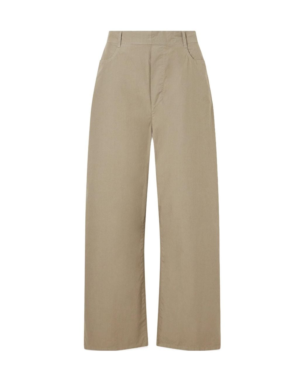 Leset Natural Kyoto Cotton-Poplin Low-Rise Wide-Leg Pants