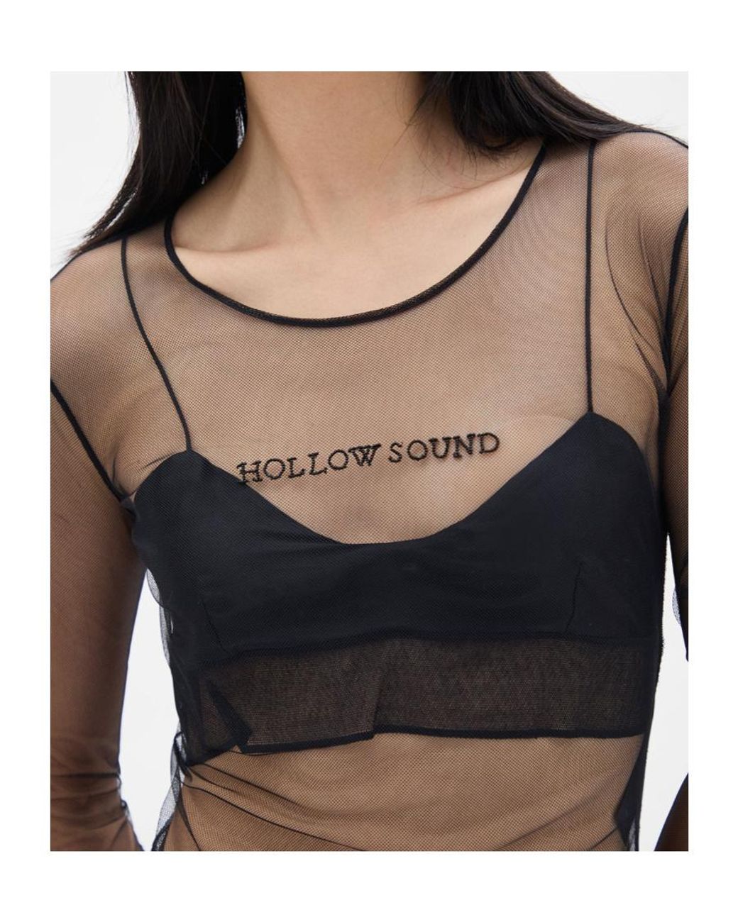Ann Demeulemeester Black Fiene 'Hollow Sound' Tulle T-Shirt