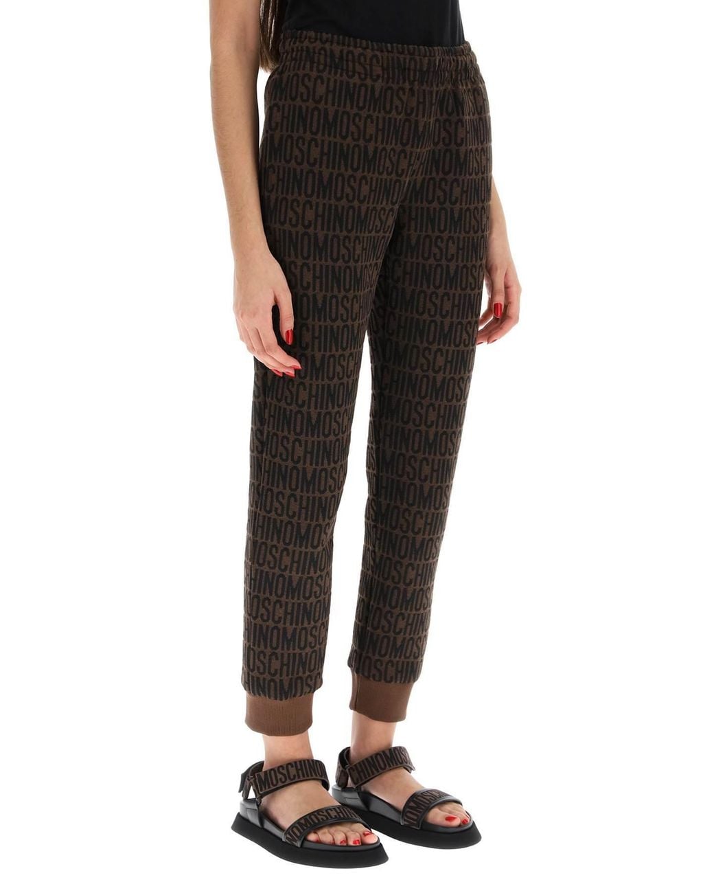 Moschino Brown Monogram-Print Joggers