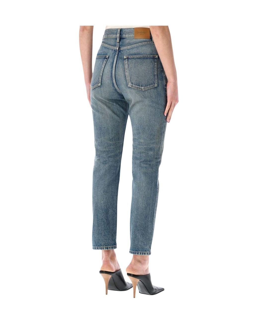 Saint Laurent Blue 90's High-Rise Cropped Slim Jeans