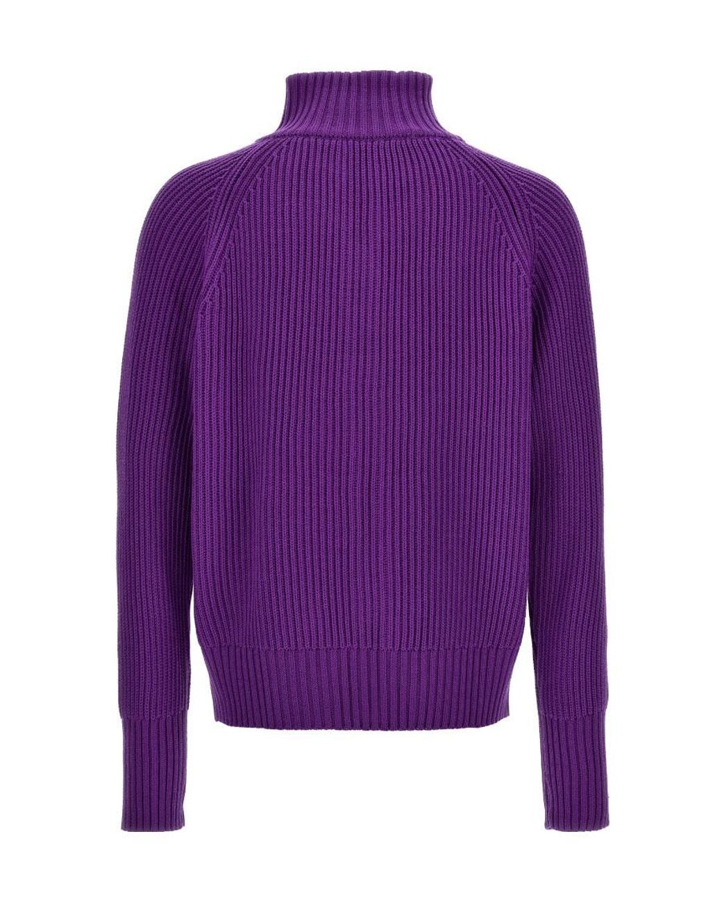 LC23 Purple Long-Sleeved Zipper Sweater for men