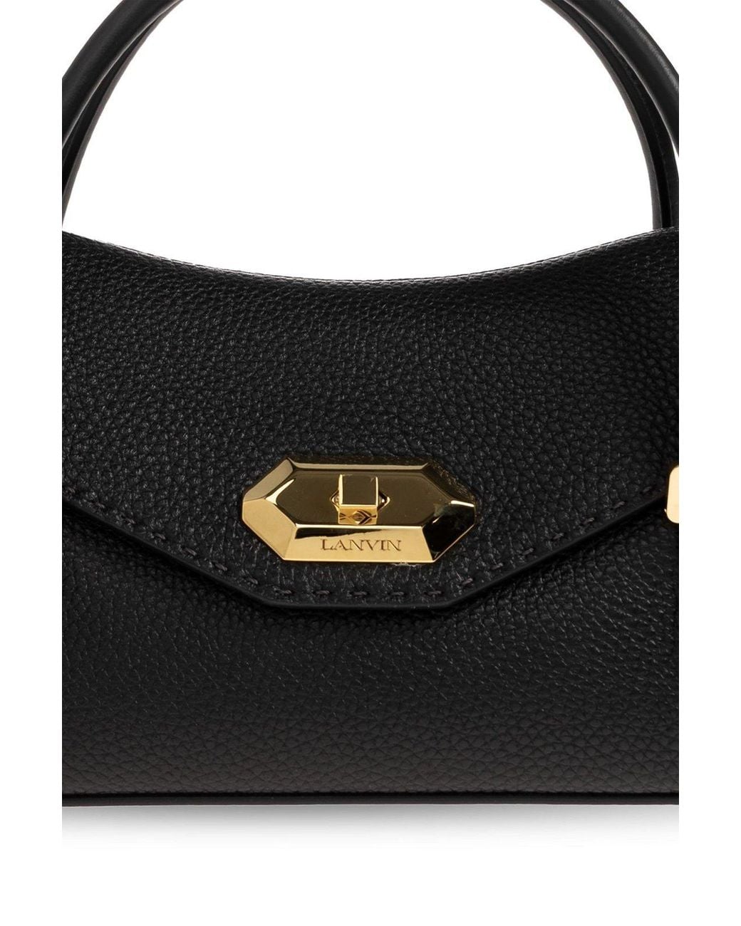 Lanvin Black Logo Detailed Tote Bag