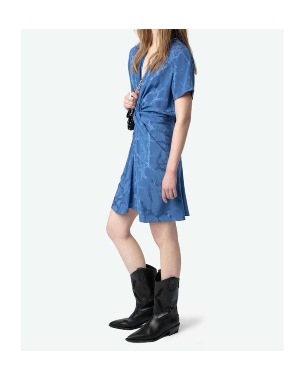 Zadig & Voltaire Blue Rozom Chain Jacquard Mini Dress