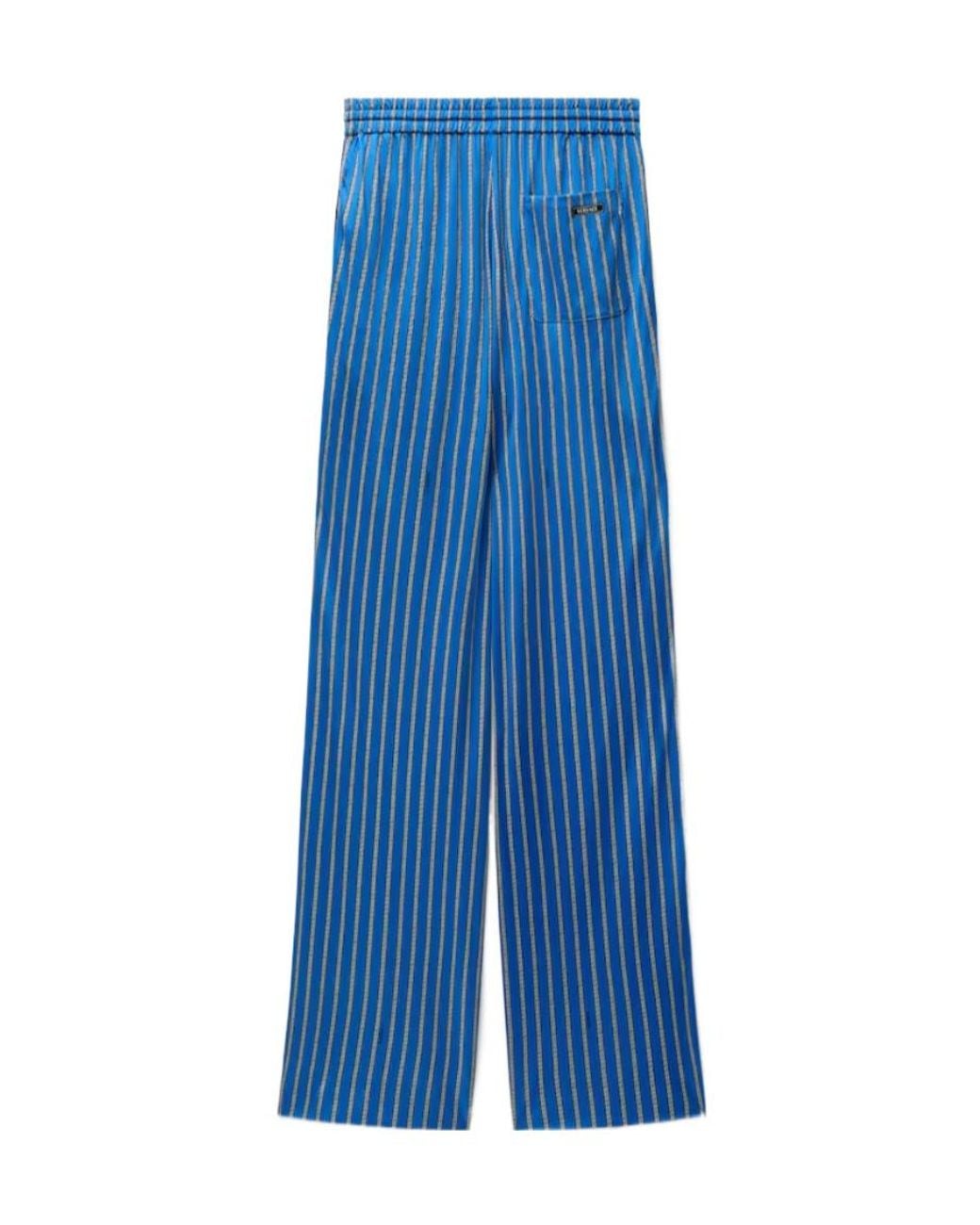 Versace Blue Meandros Striped Trousers