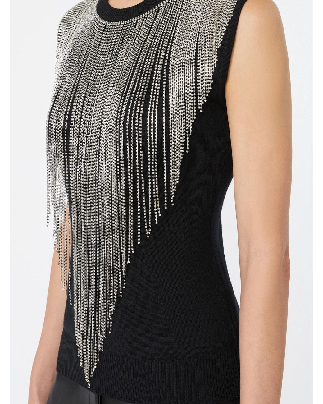 Sportmax Black Spxcrine Embellished Knitted Top