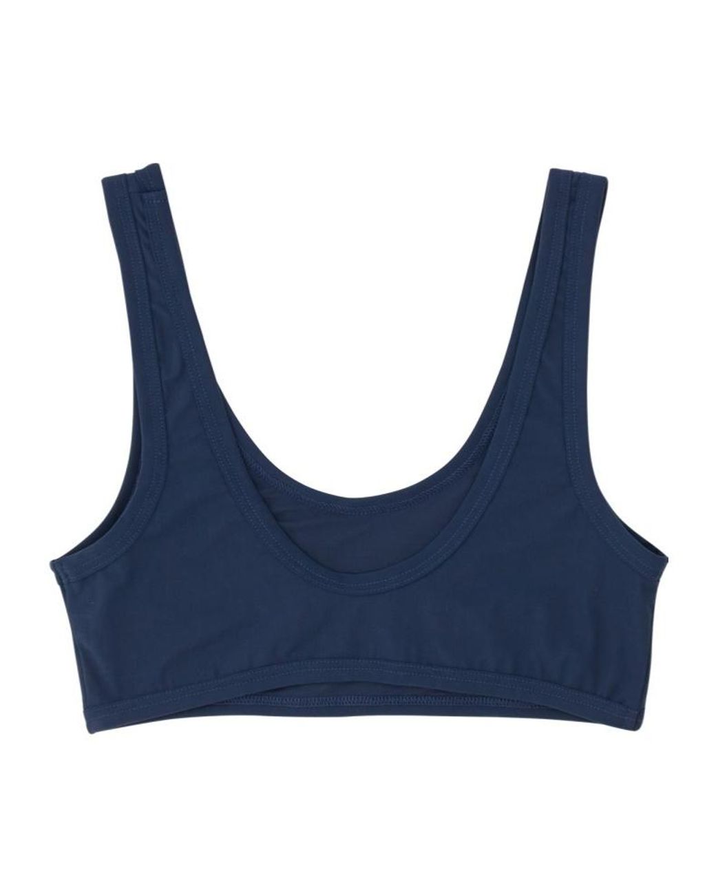 Jil Sander Blue Logo-Printed Scoop Neck Bikini Top