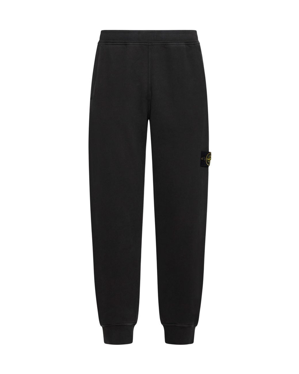Stone Island Black Logo Patch Tapered-Leg Sweatpants for men