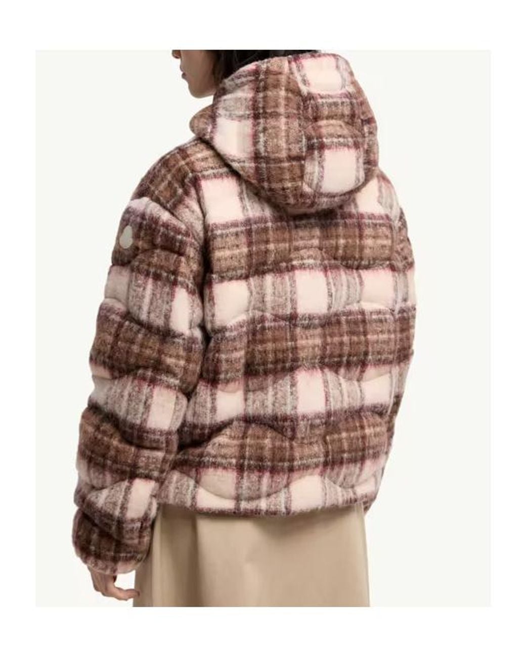 Moncler Brown Cervi Wool Blend Hooded Short Down Jacket
