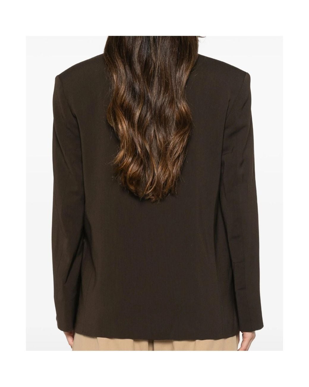 Twinset Brown Split-Sleeve Double-Breasted Blazer