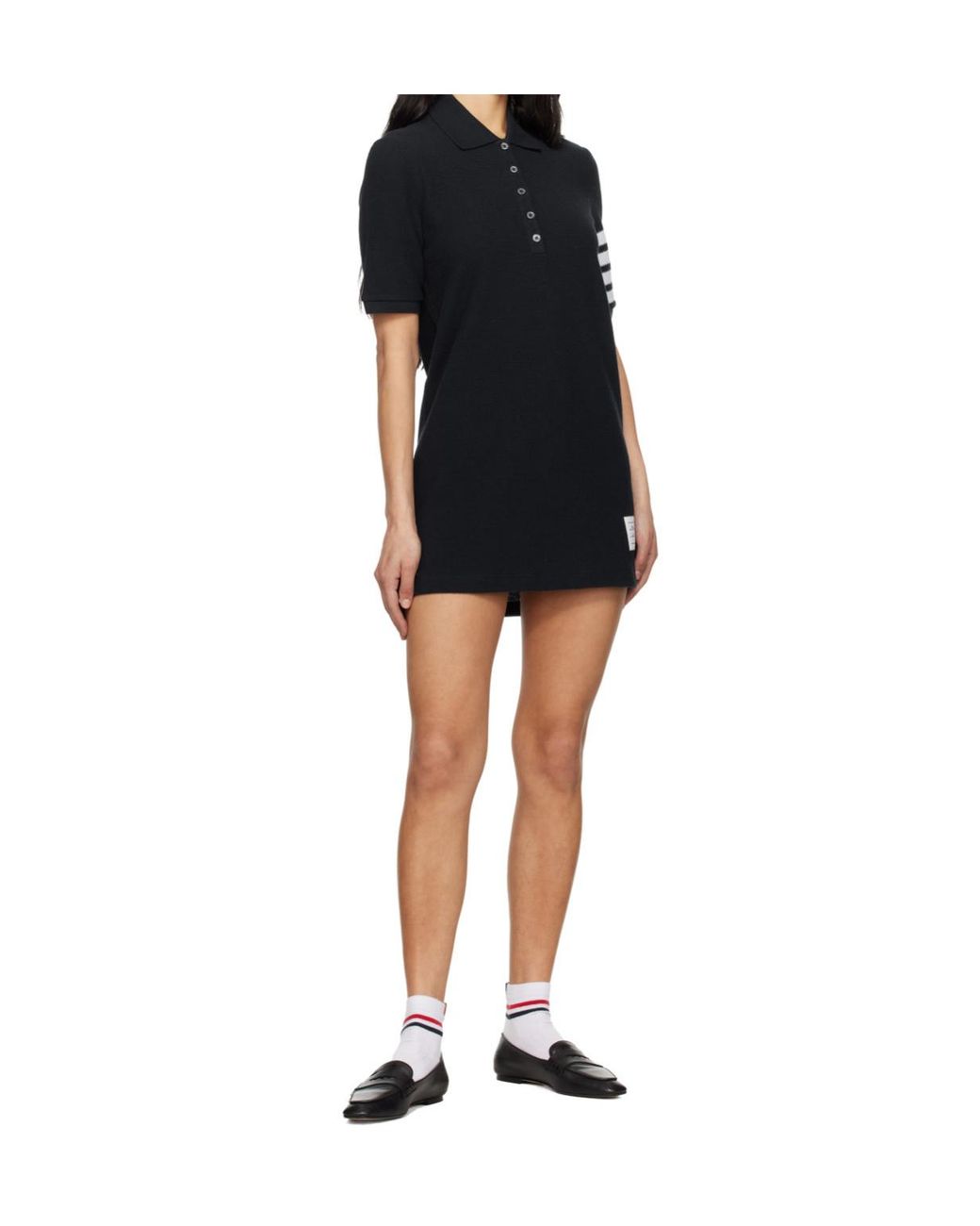 Thom Browne Black Patch Detail 4-Bar Mini Polo Dress