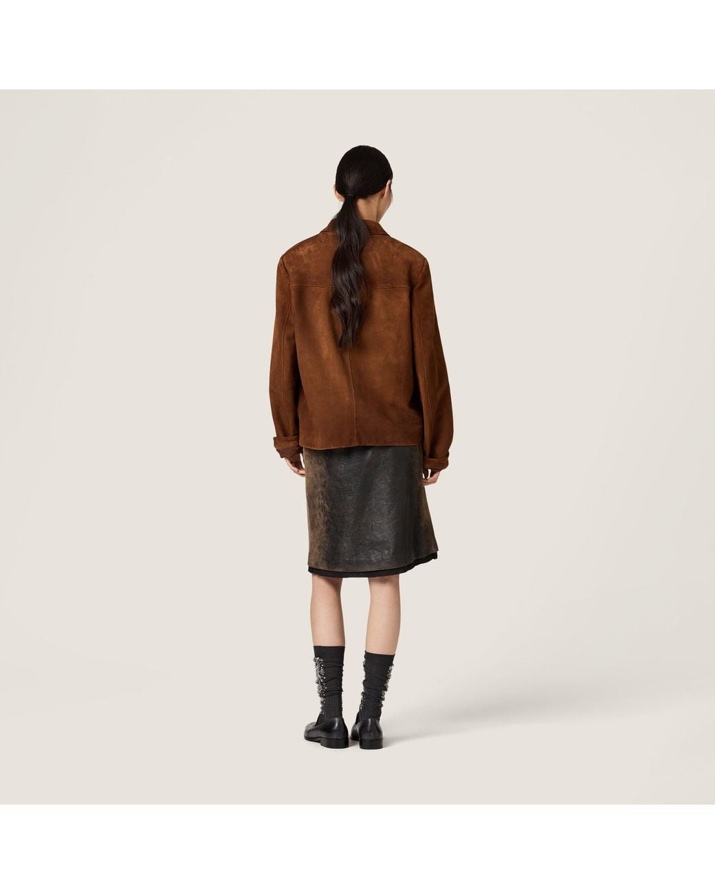 Miu Miu Brown Long-Sleeved Button-Up Jacket