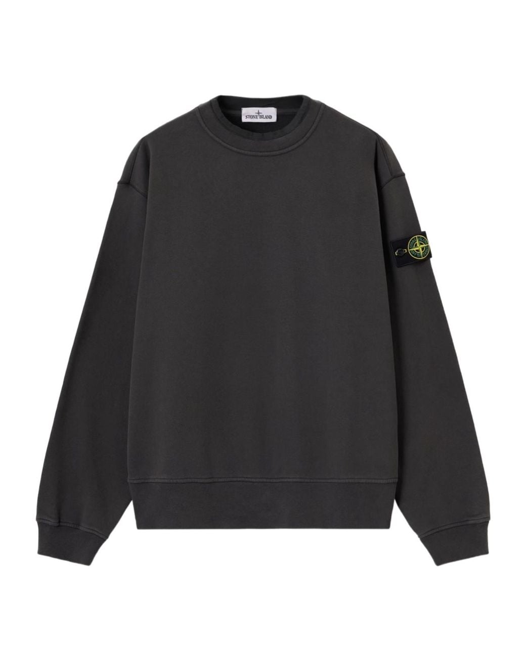 Stone Island Black Oversized-Fit Crewneck Sweatshirt With Ribbed Trims for men