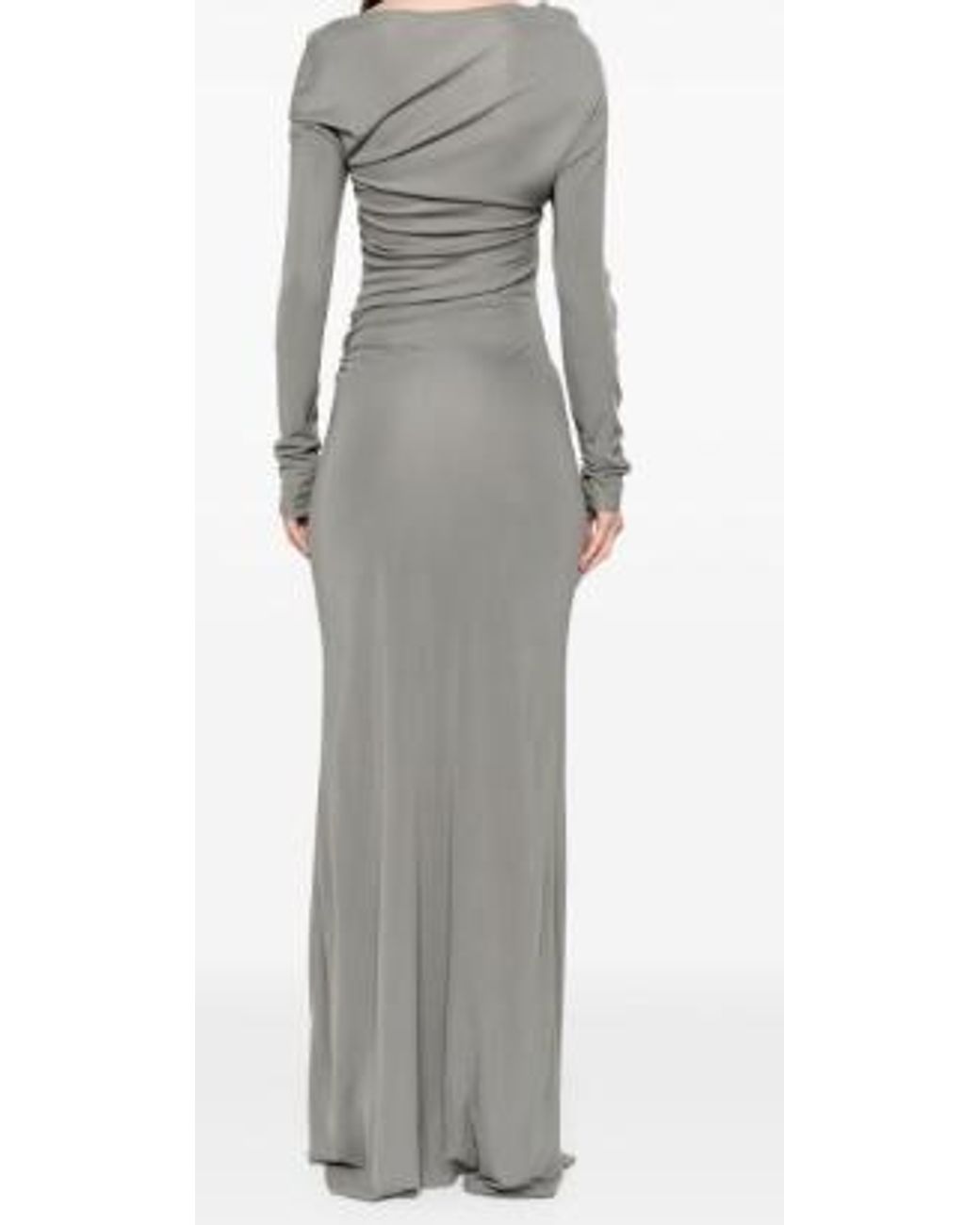 AYA MUSE Gray Single-Shoulder Flowing Long Dress
