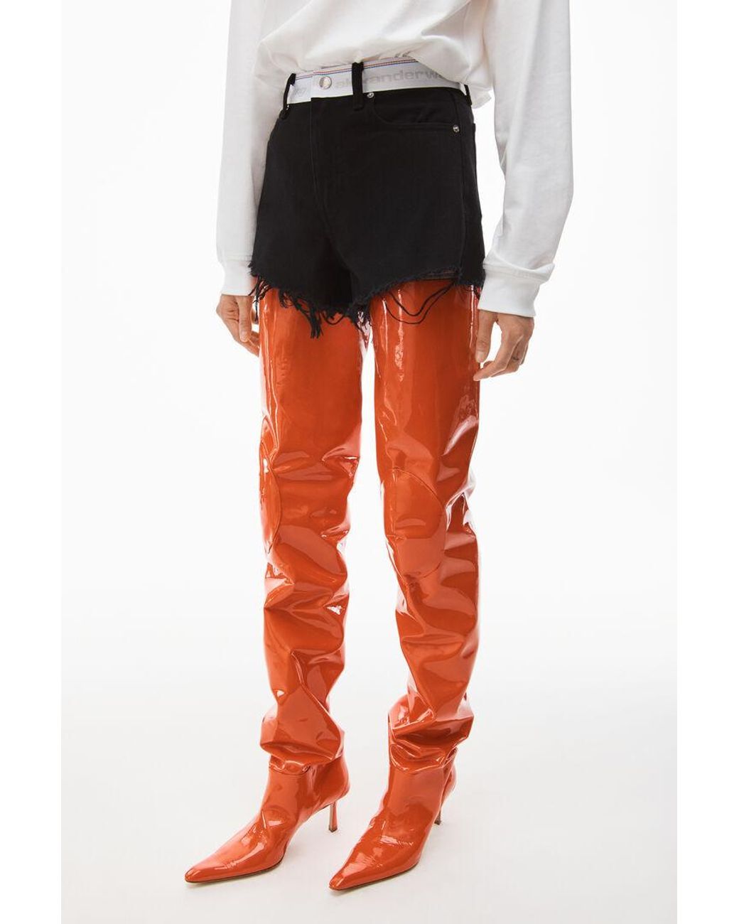 T By Alexander Wang Black Logo-Waistband Denim Shorts