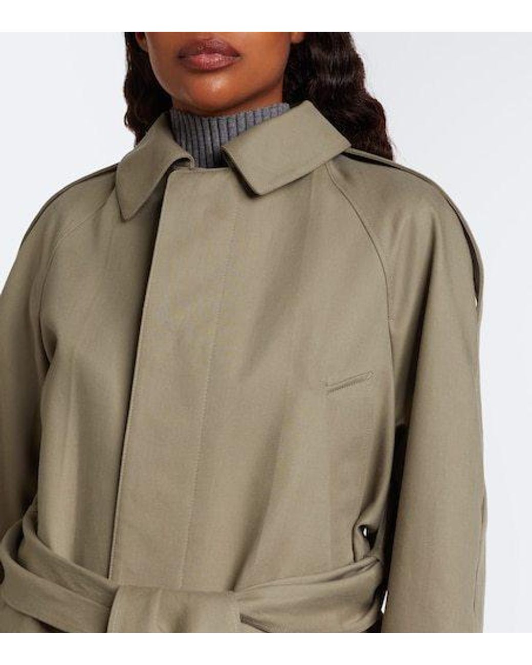 Victoria Beckham Natural Belted Cotton Gabardine Coat