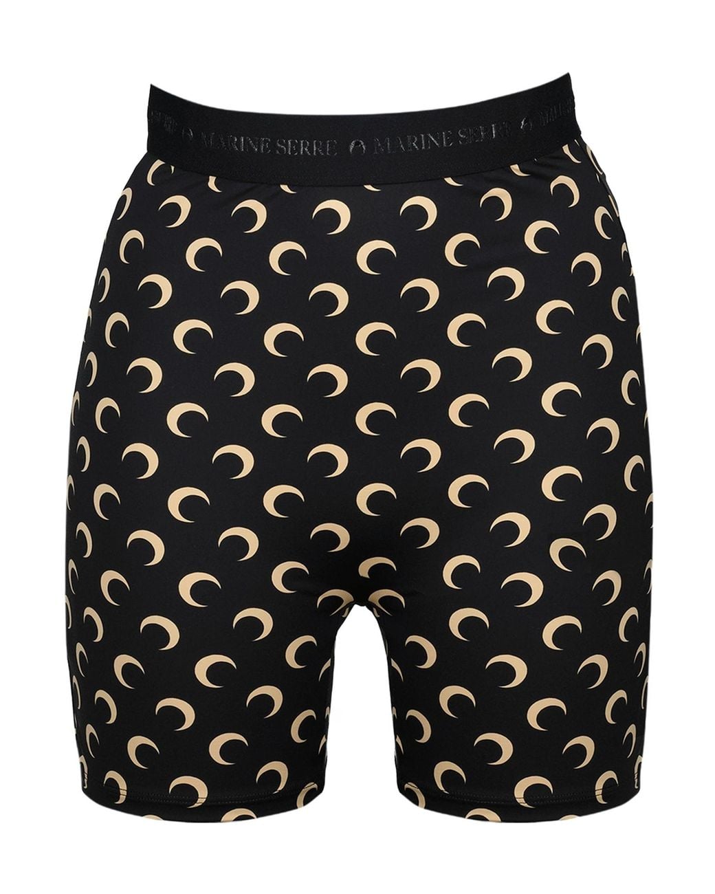 MARINE SERRE Black Moon-Printed Stretch Cyclist Shorts