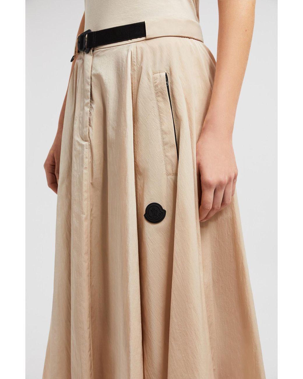 Moncler Natural Logo Patch Belted Skirt