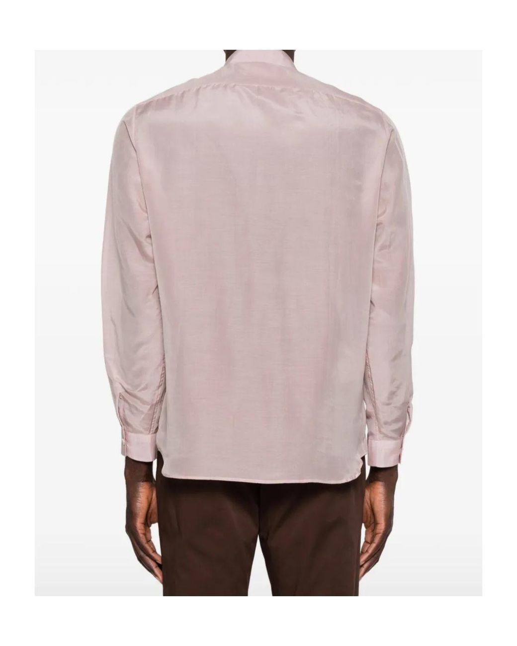 Lardini Pink Concealed-Placket Long-Sleeve Shirt for men